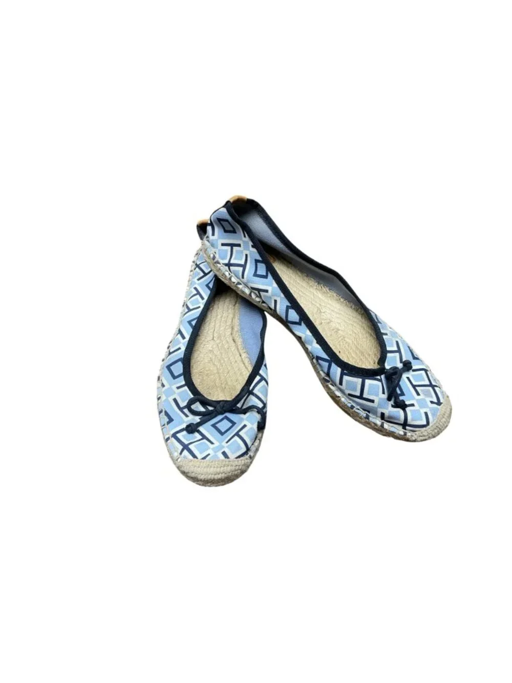Tory Burch Blue Geometric Print Espadrille Ballet Flats Women’s SZ 7